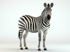 Zebra isoliert auf Weiß Hintergrund. 3d machen Illustration mit Ausschnitt Weg. ai generativ foto