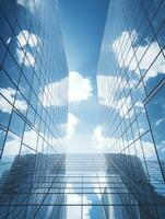 Wolkenkratzer im Geschäft Kreis mit Blau Himmel und Weiß Wolken. ai generativ foto