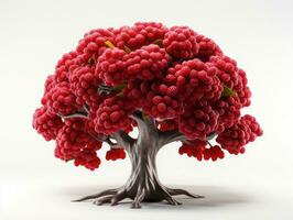 Bonsai Baum mit reif Himbeeren. 3d Illustration. ai generativ foto