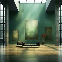 modern Kunst Galerie Innere mit leer Poster auf Mauer. foto