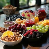 frisch Früchte und Beerson hölzern Tabelle foto