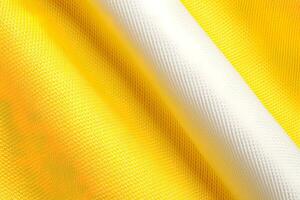 Gelb und Weiß gestreift Stoff Textur Hintergrund. ai generiert foto