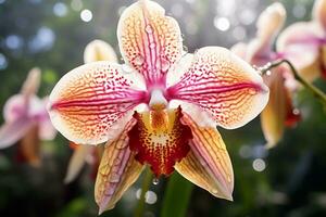 ai generativ Foto von Orchidee Blume im ein transzendent botanisch Garten