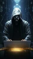 Hacker Tippen auf Laptop anonym Konzept. generativ ai foto