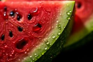 ai generativ Bild von saftig Scheibe Wassermelone mit Wasser Tröpfchen foto