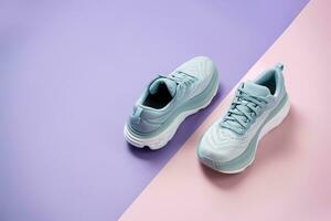 Neu weiblich modern Laufen Schuh auf Rosa lila und Weiß foto