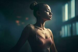 Frau Ballett Tänzer Studio. generieren ai foto