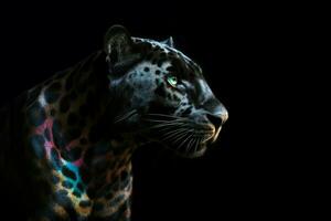 schwarz Panther Tier. generieren ai foto