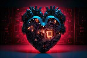 innovativ Herz von Chips und Schaltkreise. generieren ai foto