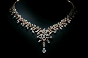 funkelnd elegant Diamanten Halskette. generieren ai foto