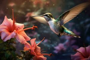 irisierend fliegend Kolibri. generieren ai foto