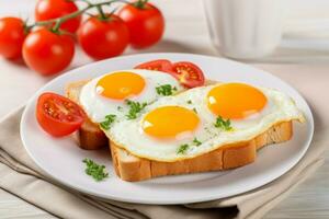 Eier Tomaten Brot. generieren ai foto