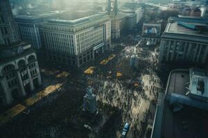 Stadt Demonstration. generieren ai foto