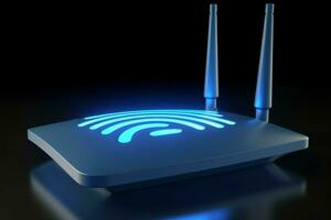 Router Blau W-lan Netz. generieren ai foto