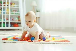 Baby süß spielen Zimmer. generieren ai foto