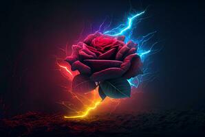 klassisch Jahrgang Zeichnung Rose Blume auf dunkel Hintergrund.Valentinstag Tag Konzept. generativ ai. foto