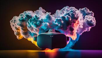 Metaverse, Zukunft Spiel und Unterhaltung Digital Technologie, vr virtuell Wirklichkeit Gläser, generativ ai. foto