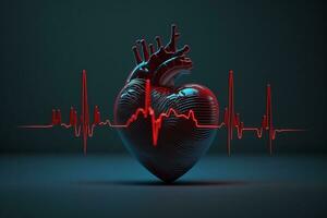 Herz Gesundheit Pflege Technologie Konzept mit medizinisch Symbole. ai generativ. foto