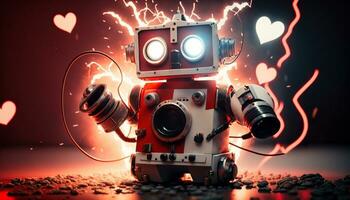 ein Roboter Herz mit ein kreativ Explosion. generativ ai. foto