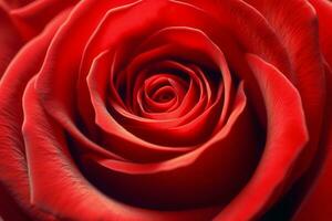 schließen oben von frisch rot Farbe Rose zum st. Valentinsgrüße Tag. generativ ai foto