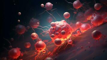 Krebs Zellen 3d. generativ ai foto