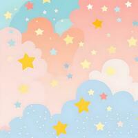 Pastell- Wolken und Sterne im das Himmel. generativ ai foto
