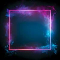 ein Neon- Rosa und Blau Platz Rahmen auf ein schwarz Hintergrund. generativ ai foto