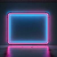 Neon- Zeichen im ein dunkel Zimmer mit ein Blau Licht. generativ ai foto