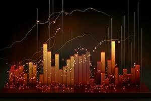 ein Illustration von ein Graph mit ein Bar Diagramm. generativ ai foto