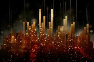 abstrakt Stadtbild mit Beleuchtung und Gold. generativ ai foto