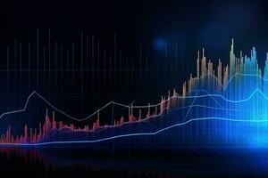 ein Bild von ein Graph Diagramm mit ein Linie von Blau und Rot. generativ ai foto