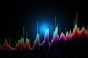 ein bunt Graph ist gezeigt auf ein dunkel Hintergrund. generativ ai foto
