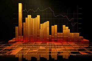 Bild von ein Graph Diagramm auf ein schwarz Hintergrund. generativ ai foto