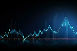Bild von Graph Diagramm auf dunkel Hintergrund. generativ ai foto