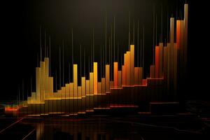 Graph von Daten auf ein schwarz Hintergrund. generativ ai foto
