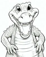 ein Karikatur Alligator mit es ist Mund öffnen und es ist Augen geschlossen. generativ ai foto