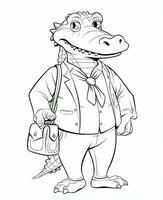 ein Karikatur Alligator im ein passen und binden. generativ ai foto