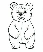 Vektor Karikatur schön Teddy tragen. Tier Färbung Buchseite. monochrom schwarz Tier Illustration. generativ ai foto