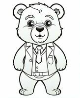 ein Karikatur Bär tragen ein passen und binden. generativ ai foto