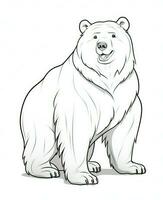 ein Bär ist Stehen im Vorderseite von ein Weiß Hintergrund. generativ ai foto