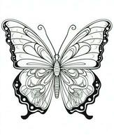 ein schwarz und Weiß Schmetterling Färbung Buchseite. generativ ai foto