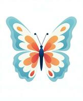 ein bunt Schmetterling mit Orange und Blau Flügel. generativ ai foto