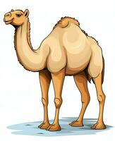 Karikatur Kamel Stehen auf Weiß Hintergrund. generativ ai foto