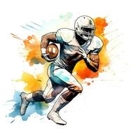 amerikanisch Fußball Spieler mit Tinte Farbe Kunst, generativ ai foto
