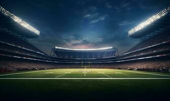 amerikanisch Fußball Stadion beim Nacht, ai generativ foto