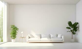 Weiß minimalistisch Haus Innere, elegant und luxuriös, futuristisch, ai generativ foto