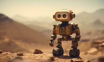 Forscher Roboter auf äußere Raum Planet, generativ ai foto