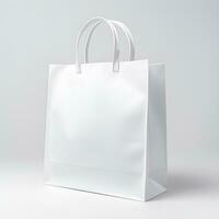 einfach Weiß Einkaufen Tasche auf Weiß Hintergrund, ai generativ foto