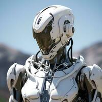 Makro Weiß Humanoid Roboter, ai generativ foto