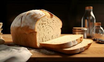 geschnitten Weiß Brot Makro, ai generativ foto